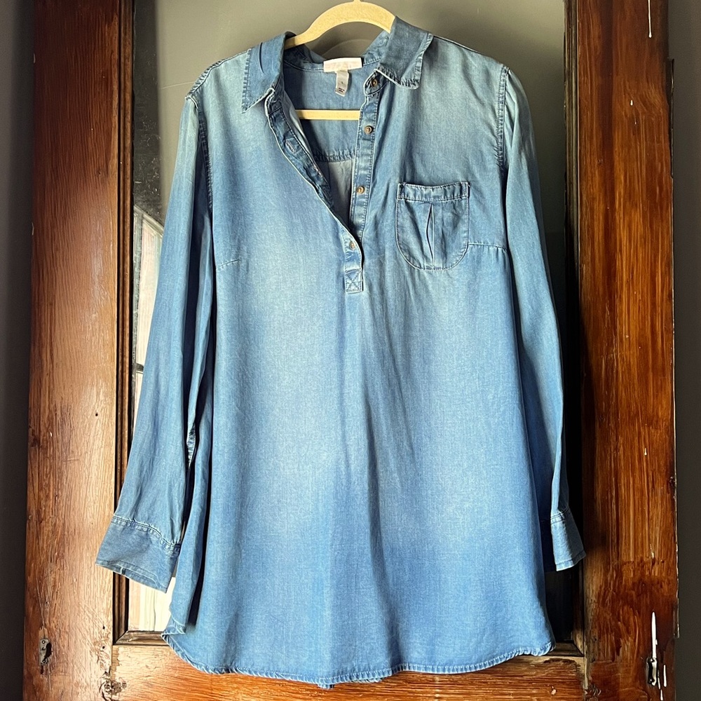 Super soft denim pullover top